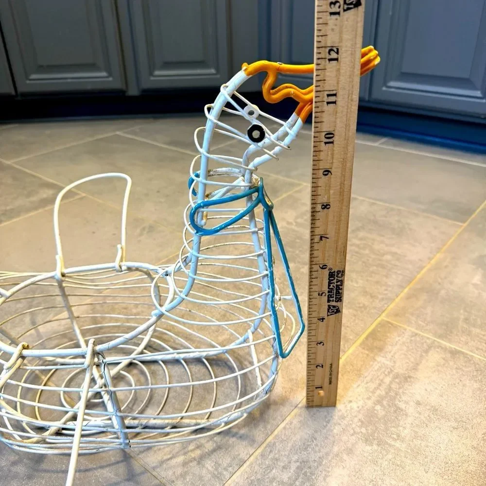 Vintage Rare 1960’s Wire Duck Egg Kitchen Catch All Basket With Handles